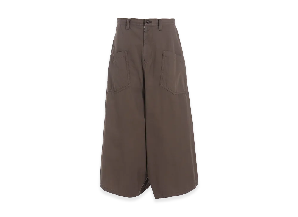 Y's Cotton Twill Drop Flare Pants "Khaki"