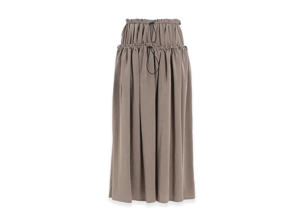 Y's TA/PE Crepe De Chine Double Gathered Skirt "Beige"