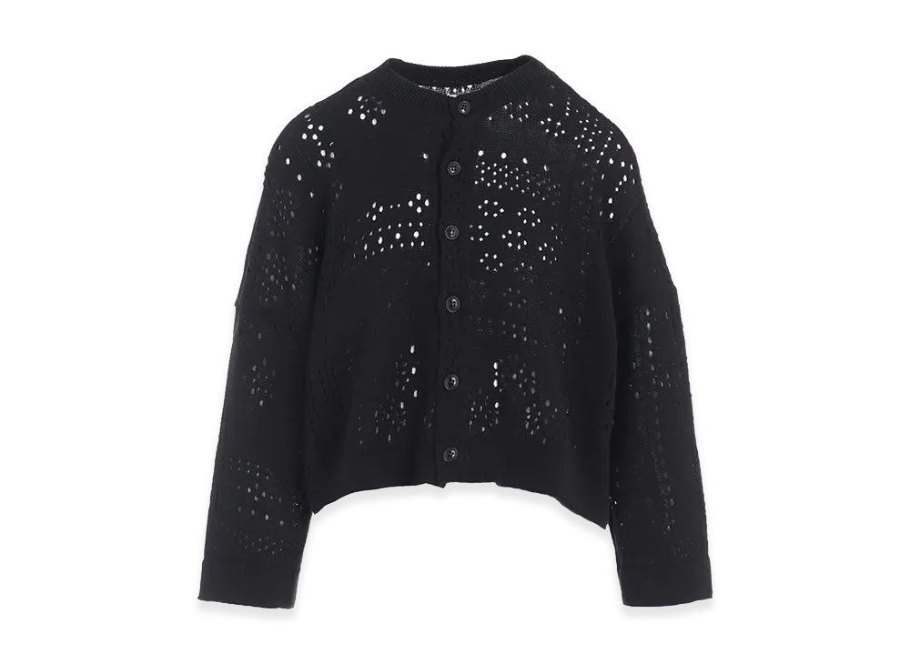 Y's Patchwork Lace Cropped Cardigan "Black"