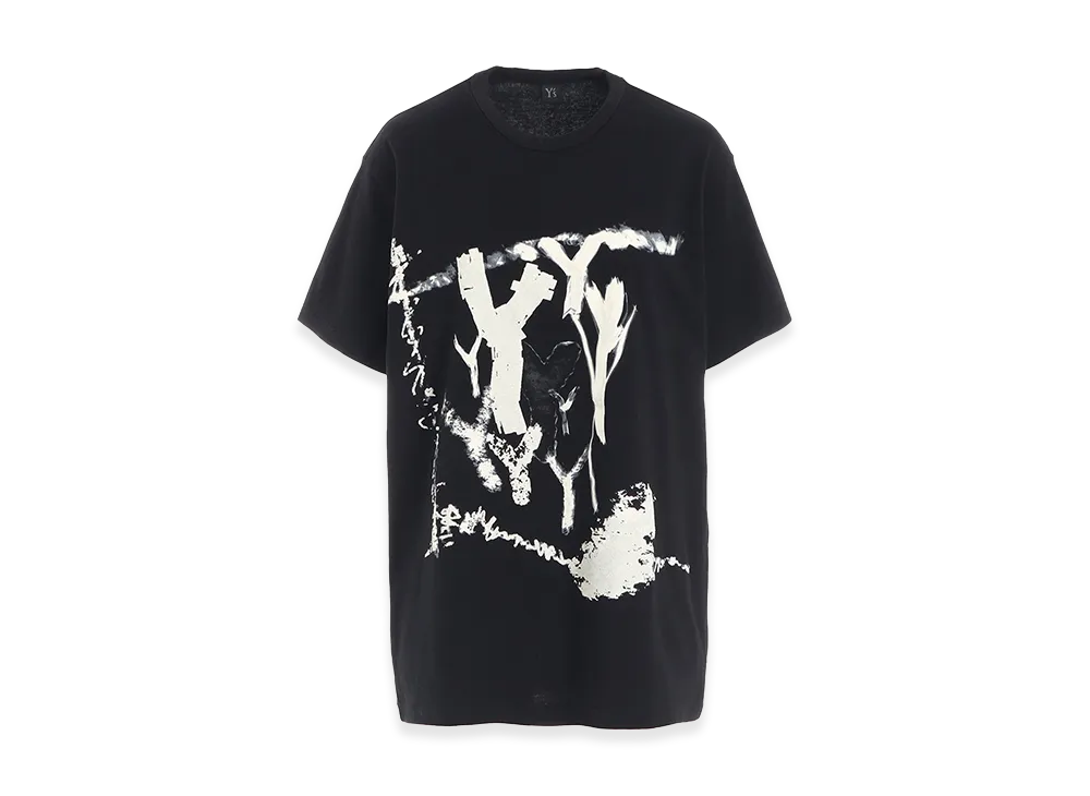 Y's Y Pigment-print Half-sleeve Tee "Black"