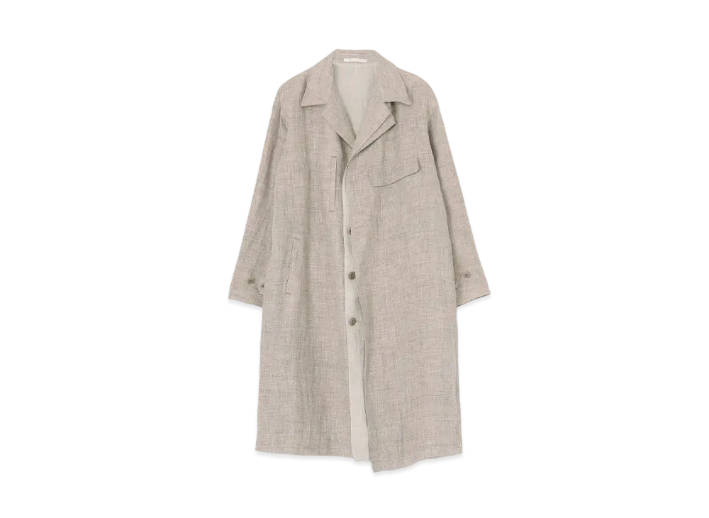 Yohji Yamamoto Linen Tweed Double Layered Coat "Beige"