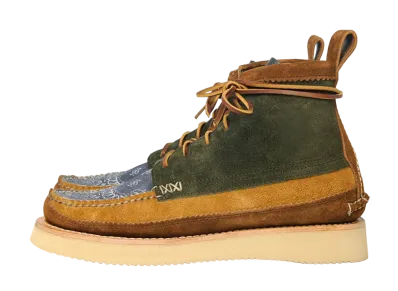 YUKETEN Maine Guide 6 Eye DB Boots Opera’s Bandana Printed Suede + Full Grain Flesh-Out Leather "Bandana Quatro" E