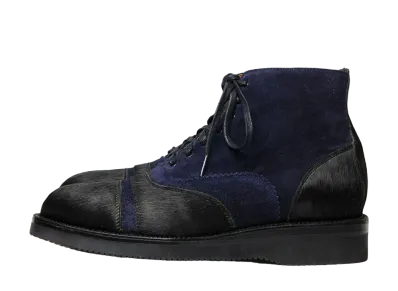 YUKETEN Cricket Full-Grain Overdyed Hair-On Cow Leather "Navy" E
