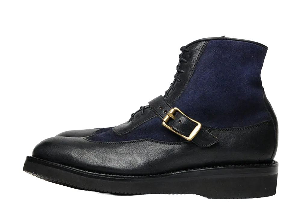 YUKETEN Sierra Boots Flesh-Out Full Grain Leather Upper With Suede "Black/Navy" E