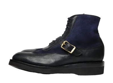 YUKETEN Sierra Boots Flesh-Out Full Grain Leather Upper With Suede "Black/Navy" E
