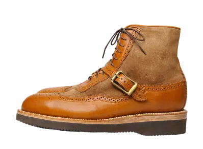 YUKETEN Sierra Wingtip Boots Flesh-Out Full Grain Leather Upper With Suede "Brown" E