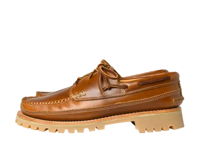 YUKETEN Boat Shoe DB with Lug Sole Horween’s Cavalier Pull-Up Leather "Brown" E