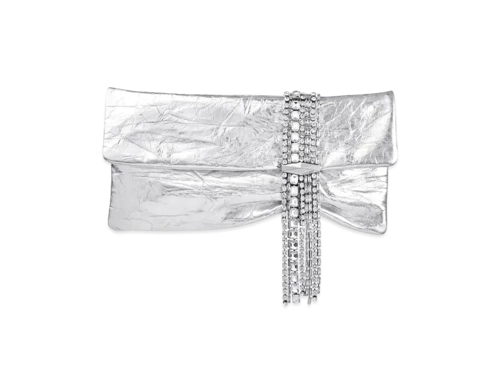 ジミーチュウ ザンドラ ビンテージメタリックレザー・クラッチバッグ "シルバー/シルバー" ZANDRABYN