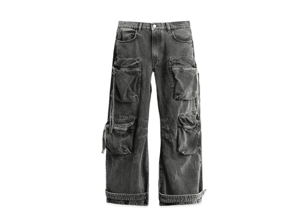ZARA Pocket Utility Denim Pants "Black"
