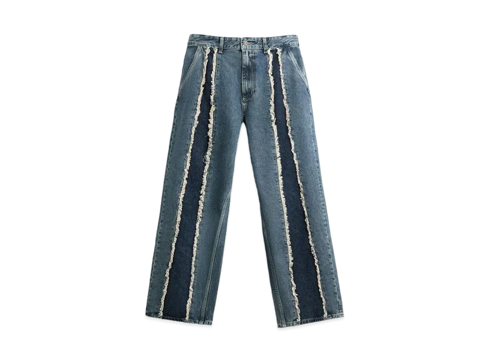 ZARA Fringe Baggy Denim Pants "Blue"