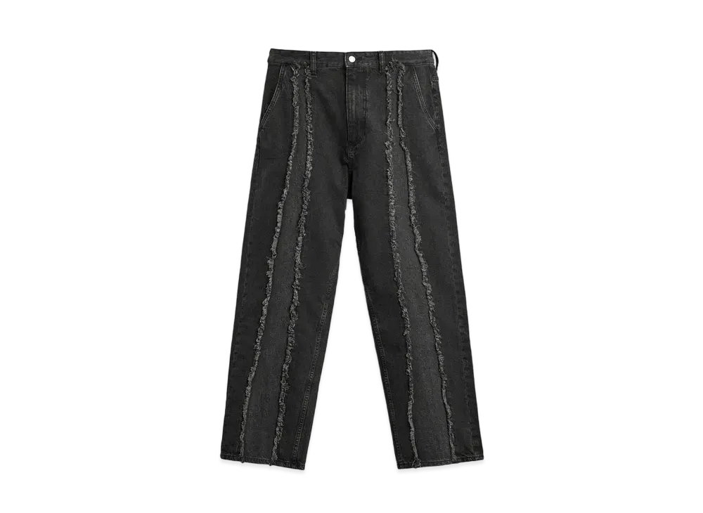 ZARA Fringe Baggy Denim Pants "Black"
