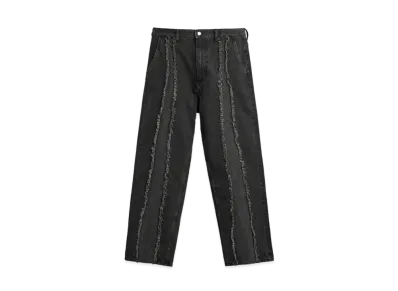 ZARA Fringe Baggy Denim Pants "Black"
