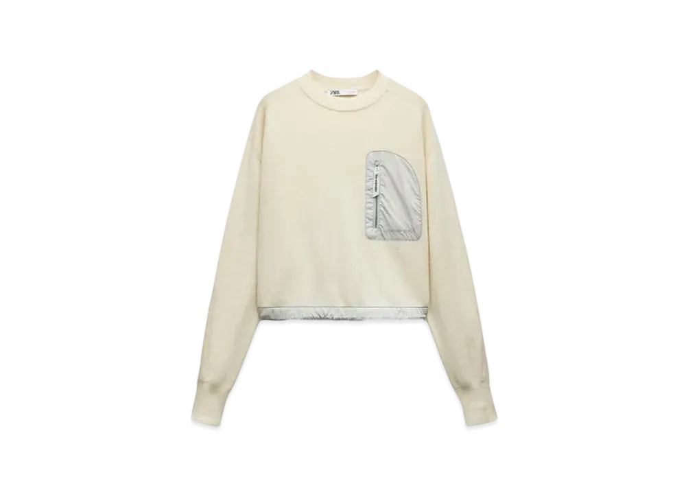 ZARA x AND WANDER Wool Blend Knit Sweatshirt "Ecru"