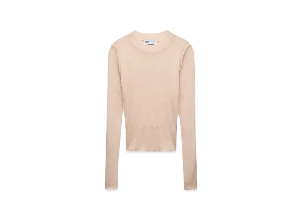ZARA x AND WANDER Fine Knit Tops "Pink Beige"