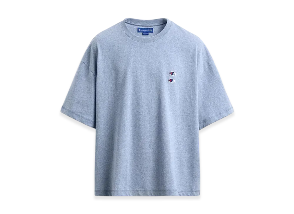 ZARA x CHAMPION Patch T-Shirt "Blue Marl"