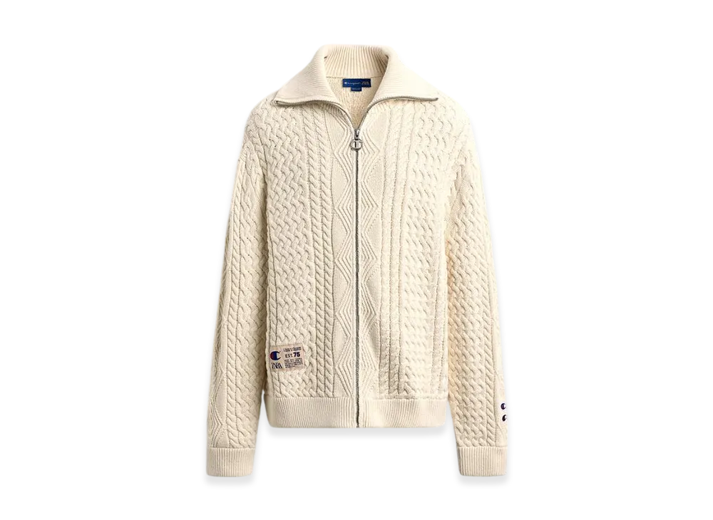 ZARA x CHAMPION Cable Knit Jacquard Jacket "Ecru"