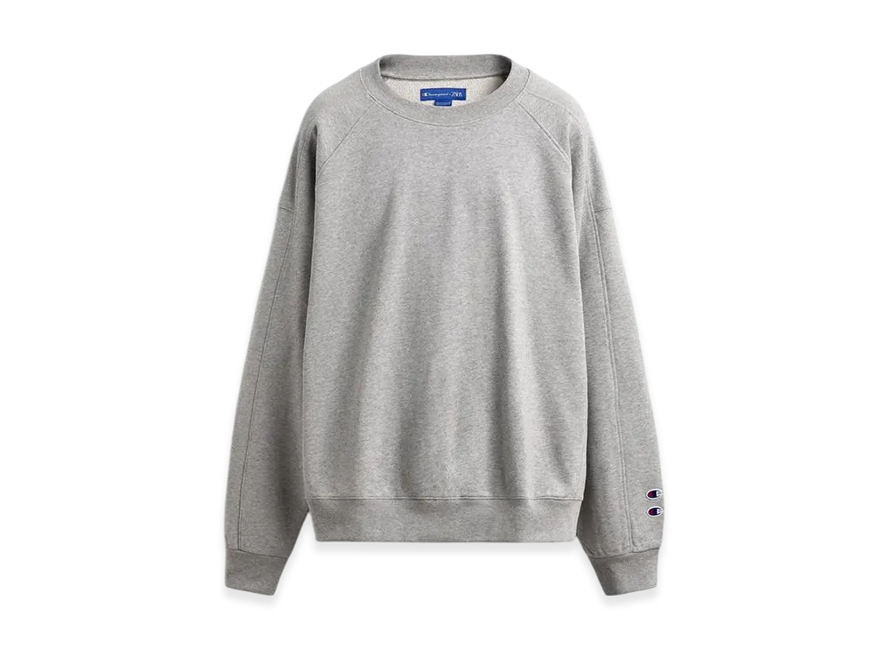 ZARA x CHAMPION Patch Crewneck Sweatshirt "Grey Marl"