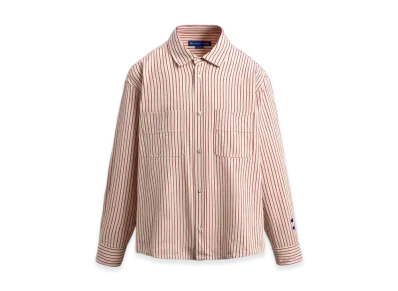 ZARA x CHAMPION Striped Patch Shirt "White/Red"
