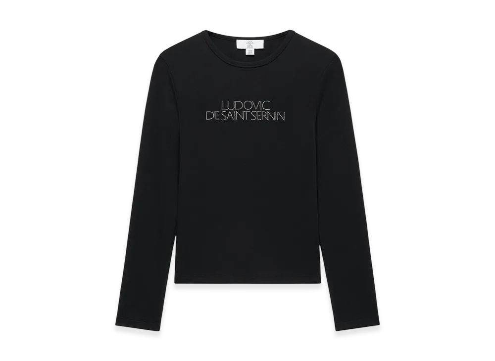 ZARA x Ludovic De Saint Sernin Rhinestone Logo T-Shirt "Black"