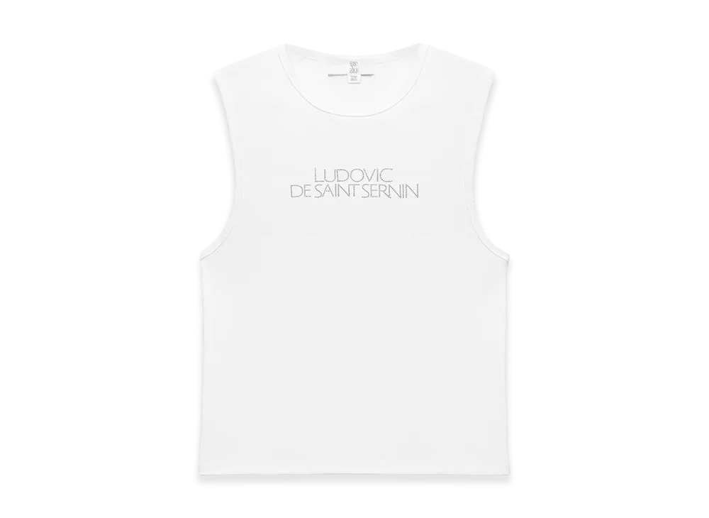 ZARA x Ludovic De Saint Sernin Rhinestone Logo Tank Top "White"