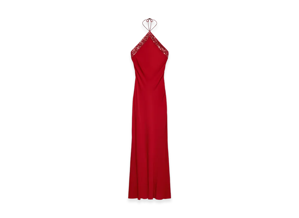 ZARA x Ludovic De Saint Sernin Studded Satin Dress "Red"