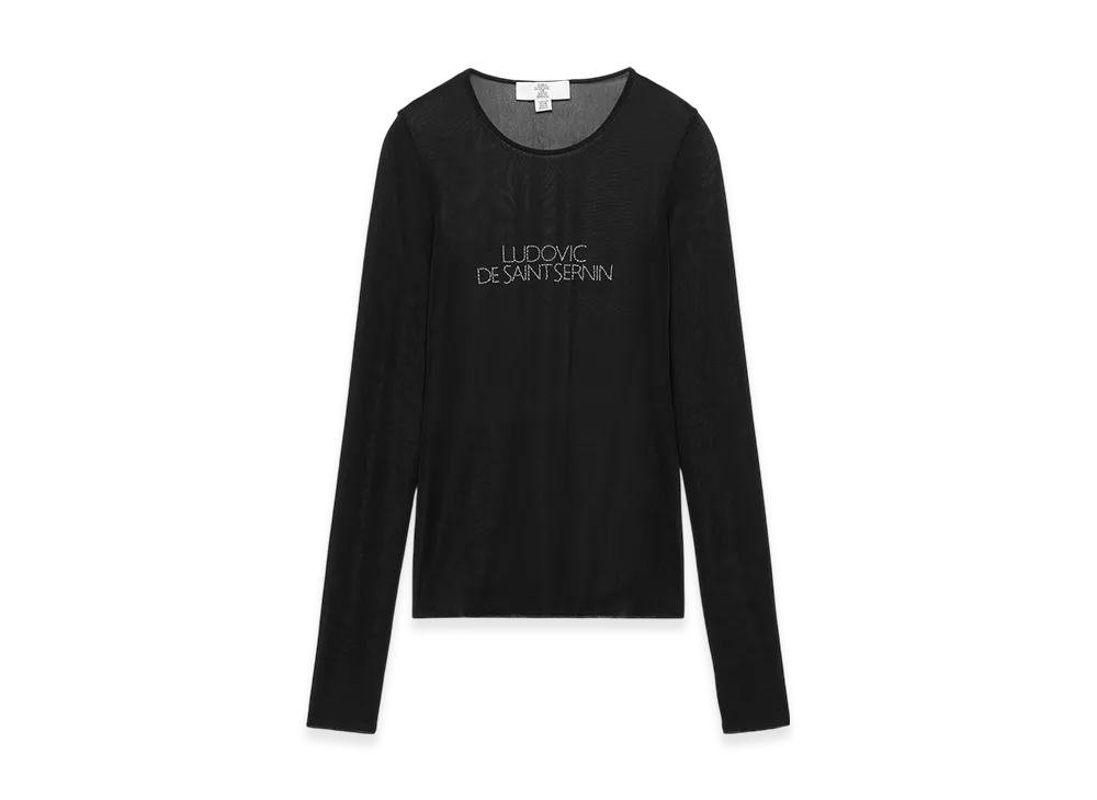 ZARA x Ludovic De Saint Sernin Text Rhinestone T-Shirt "Black"