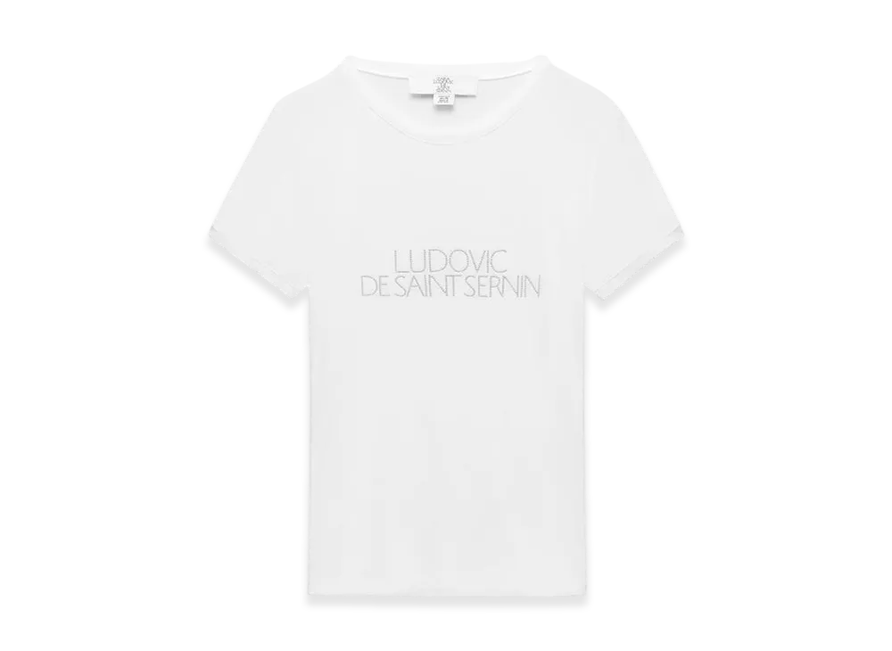 ZARA x Ludovic De Saint Sernin Rhinestone Text T-Shirt "White"