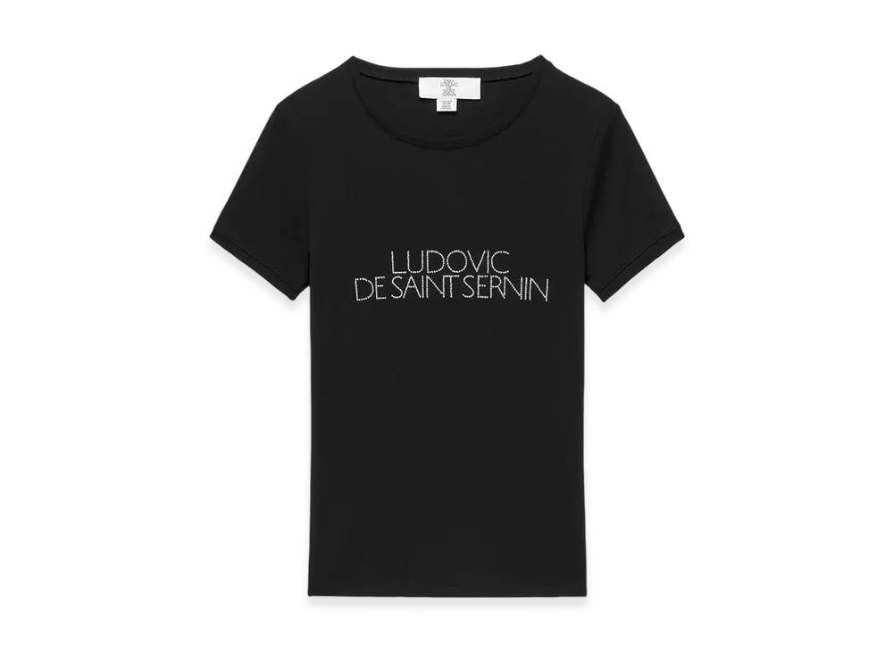 ZARA x Ludovic De Saint Sernin Rhinestone Text T-Shirt "Black"