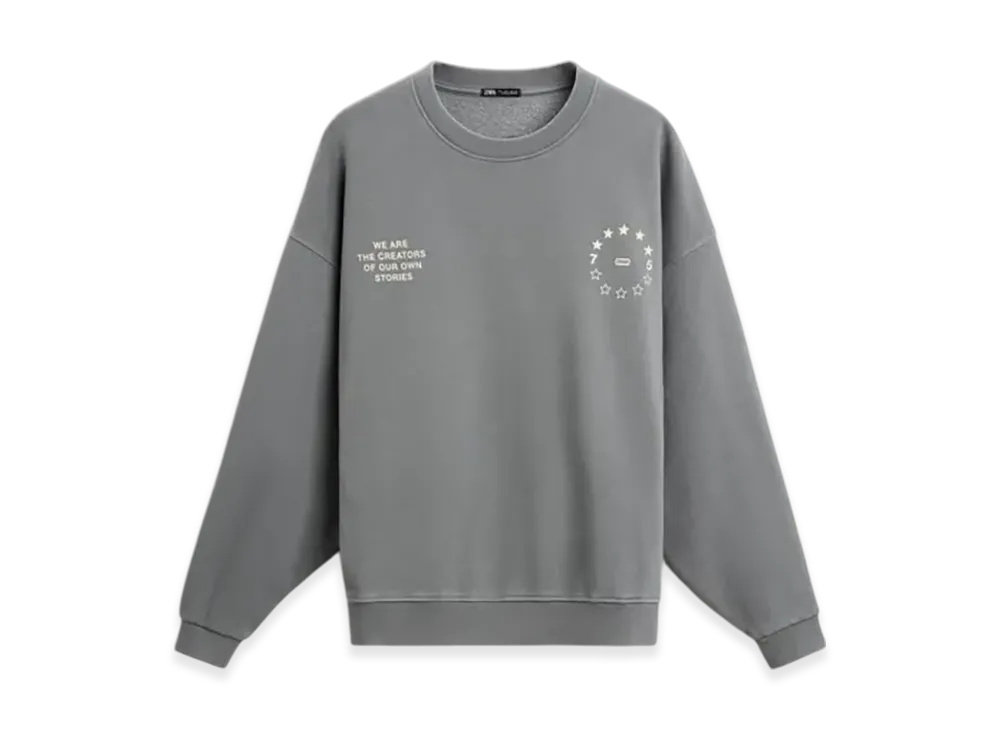 ザラ スタースローガン プリントスウェット "グレー"