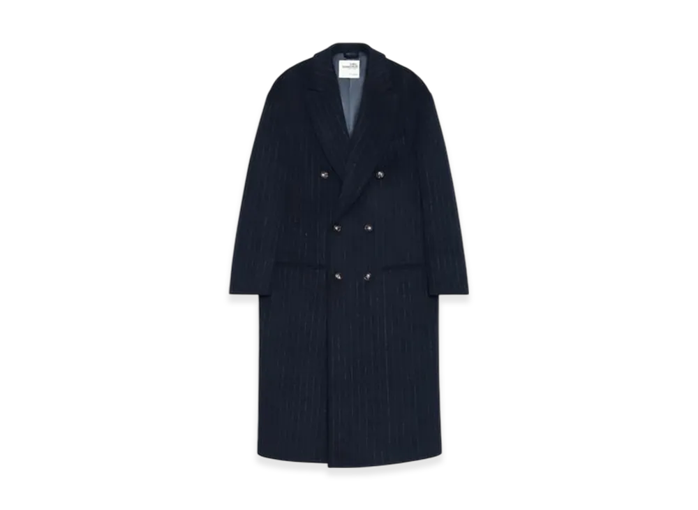 ZARA x SOSHIOTSUKI Oversize Fit Pinstripe Coat "Navy Blue"