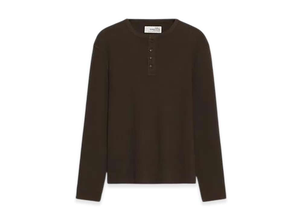 ZARA x SOSHIOTSUKI Henley Neck Waffle T-Shirt "Brown"