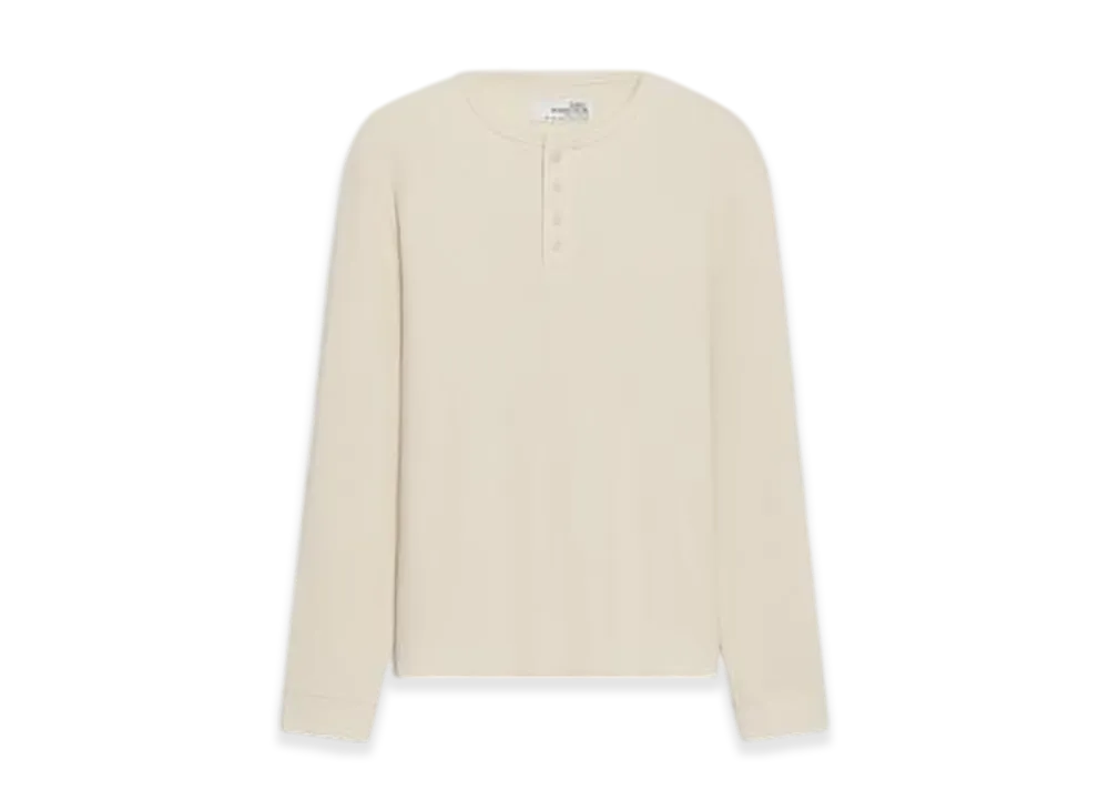 ZARA x SOSHIOTSUKI Henley Neck Waffle Knit T-Shirt "Beige"