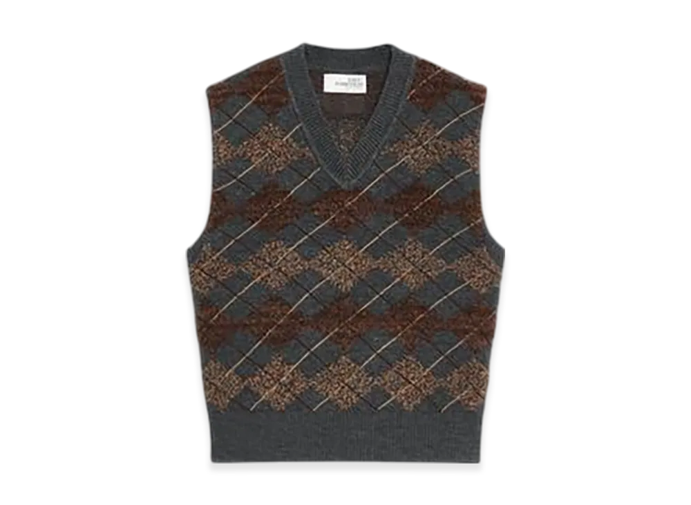 ZARA x SOSHIOTSUKI Textured Diamond Knit Vest "Carbon Gray"