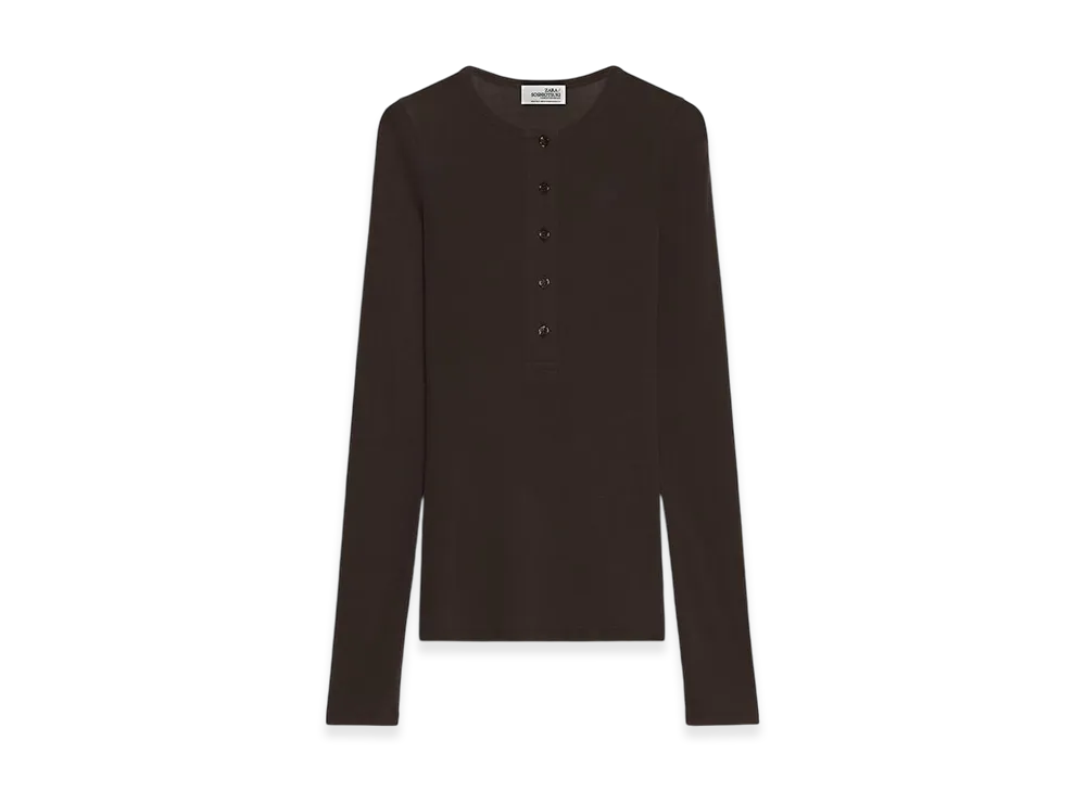 ZARA x SOSHIOTSUKI Women's Baker Neck T-Shirt "Brown"