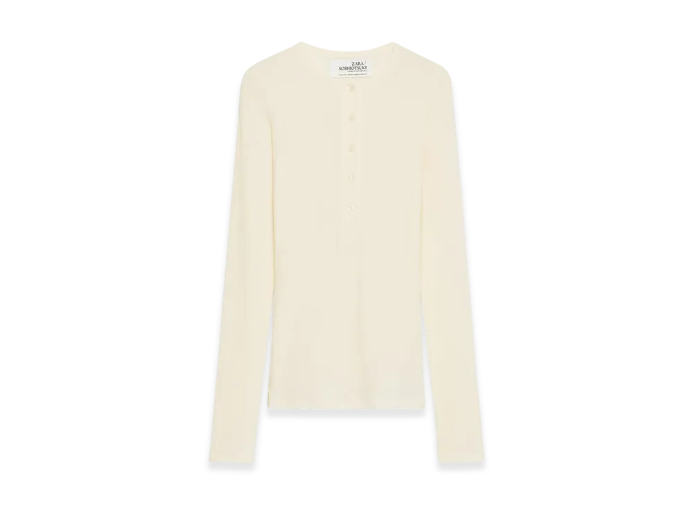 ZARA x SOSHIOTSUKI Women's Baker Neck T-Shirt "Ecru"