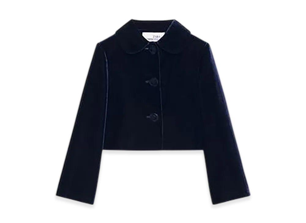 ZARA x SOSHIOTSUKI Kids' Velvet Jacket "Dark Navy Blue"