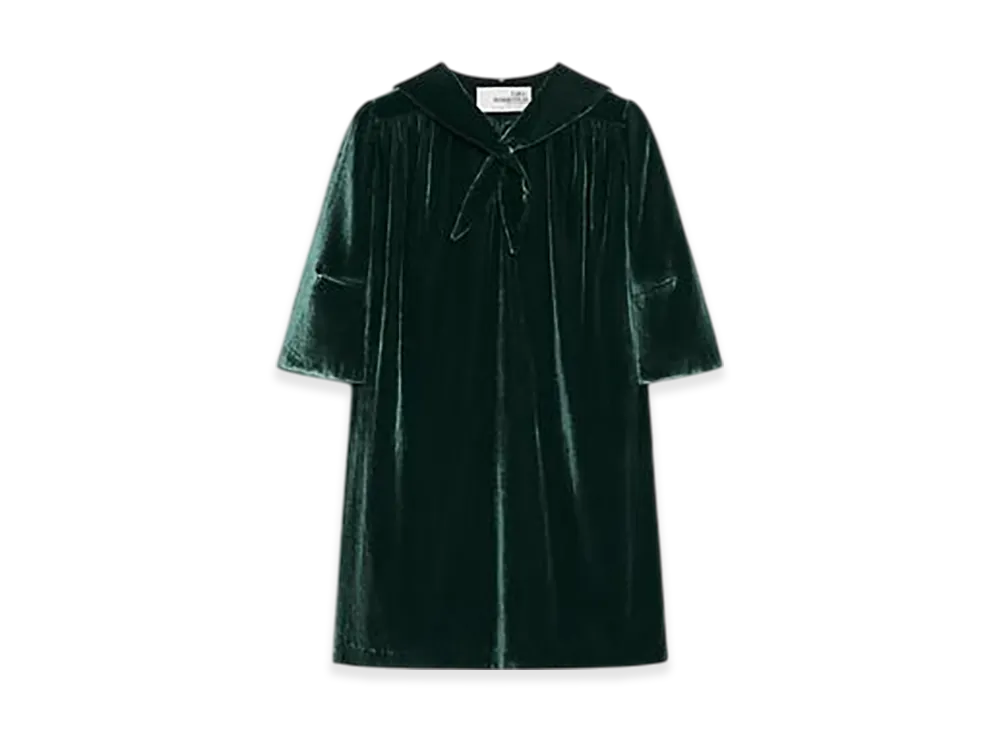 ZARA x SOSHIOTSUKI Kids' Velvet Detachable Scarf Dress "Bottle Green"