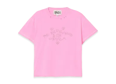 ZARA x Bad Bunny Benito Antonio Crush Washed Text Reverse Effect Tee "Pink"