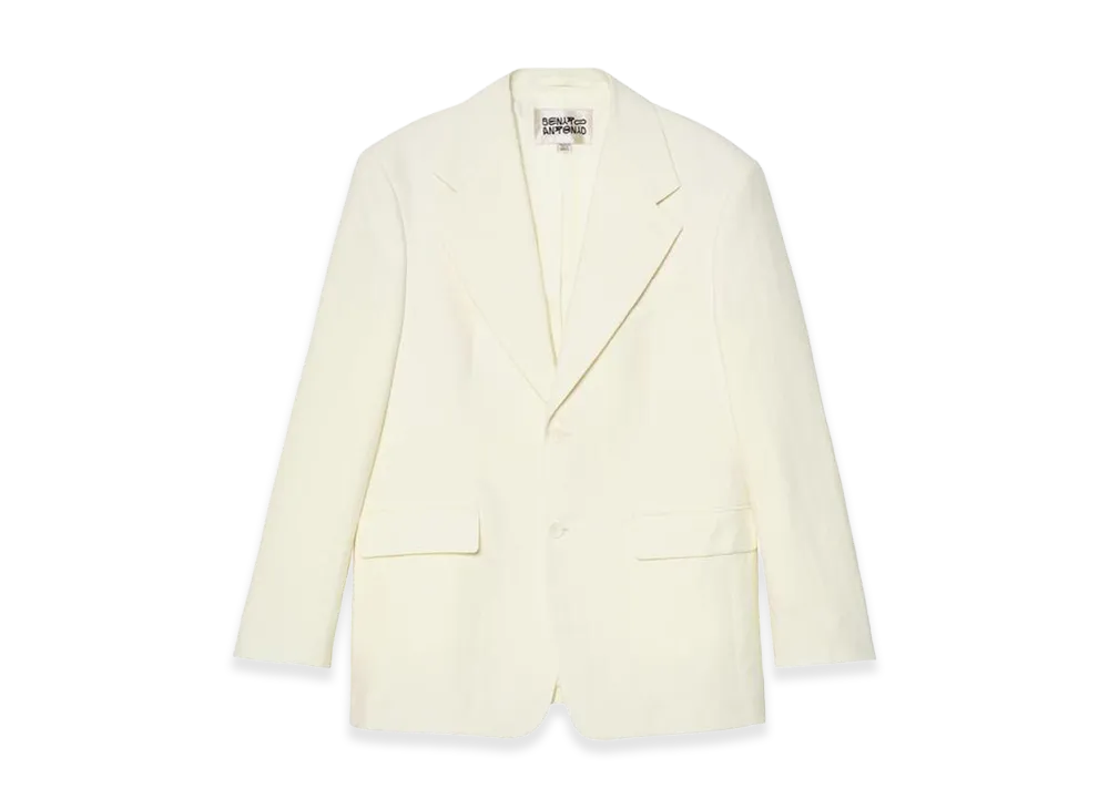 ZARA x Bad Bunny Benito Antonio Oversized Fit Herringbone Linen Wool Blazer "Ecru"