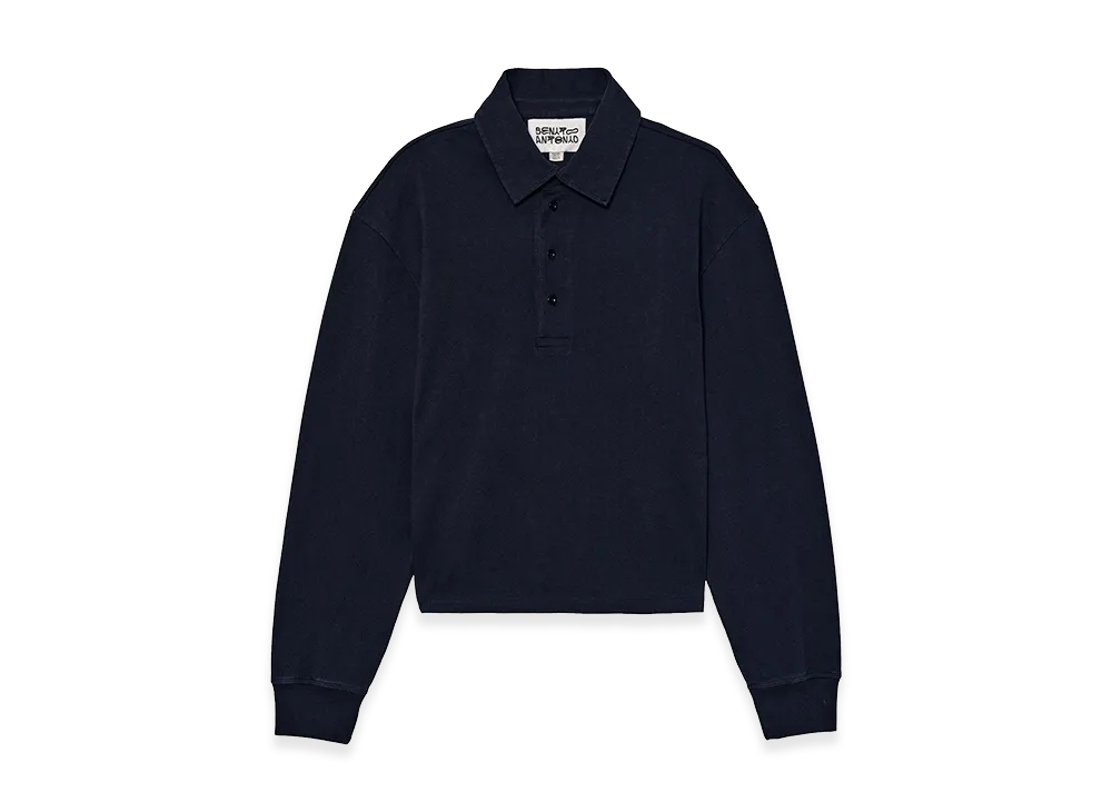 ZARA x Bad Bunny Benito Antonio Cropped Fit Cotton Polo Shirt "Navy Blue"