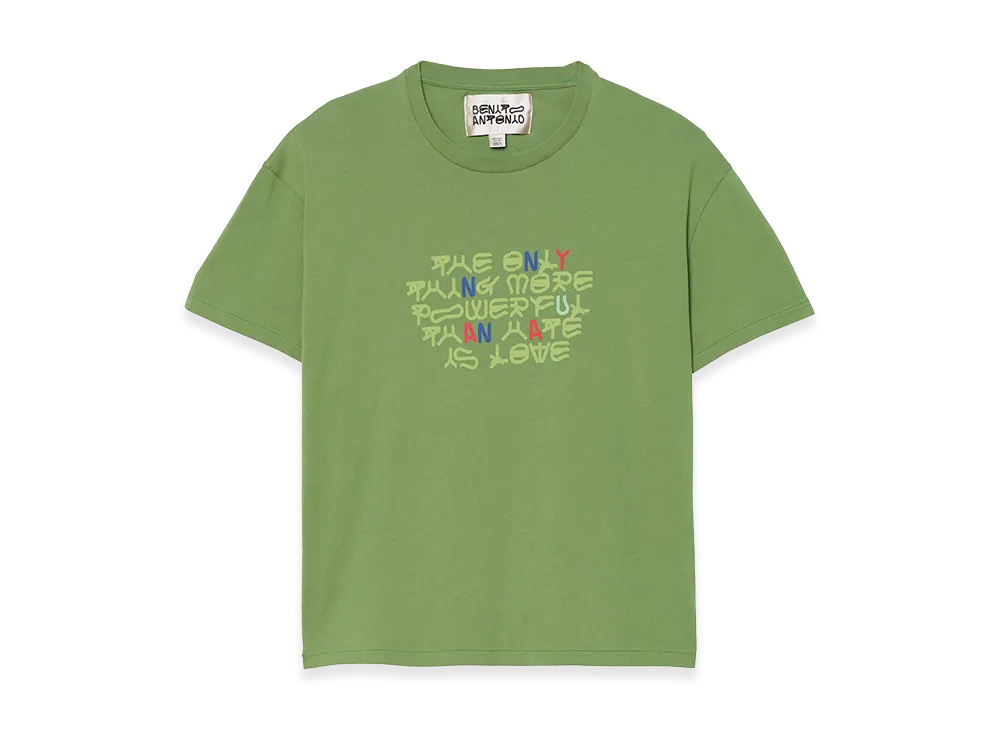 ZARA x Bad Bunny Benito Antonio Cropped Fit Text Tee "Green"