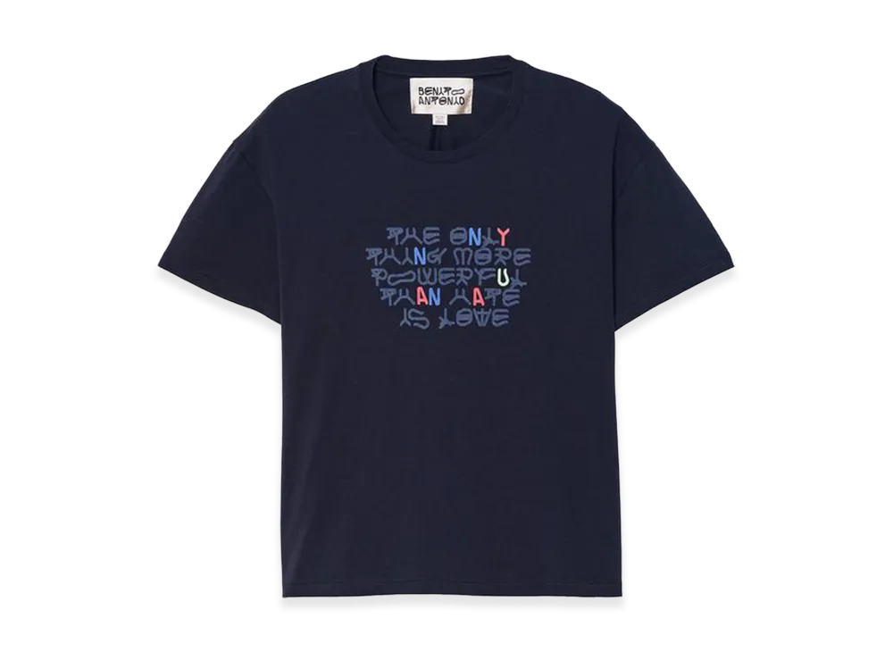 ZARA x Bad Bunny Benito Antonio Cropped Fit Text Tee "Navy Blue"