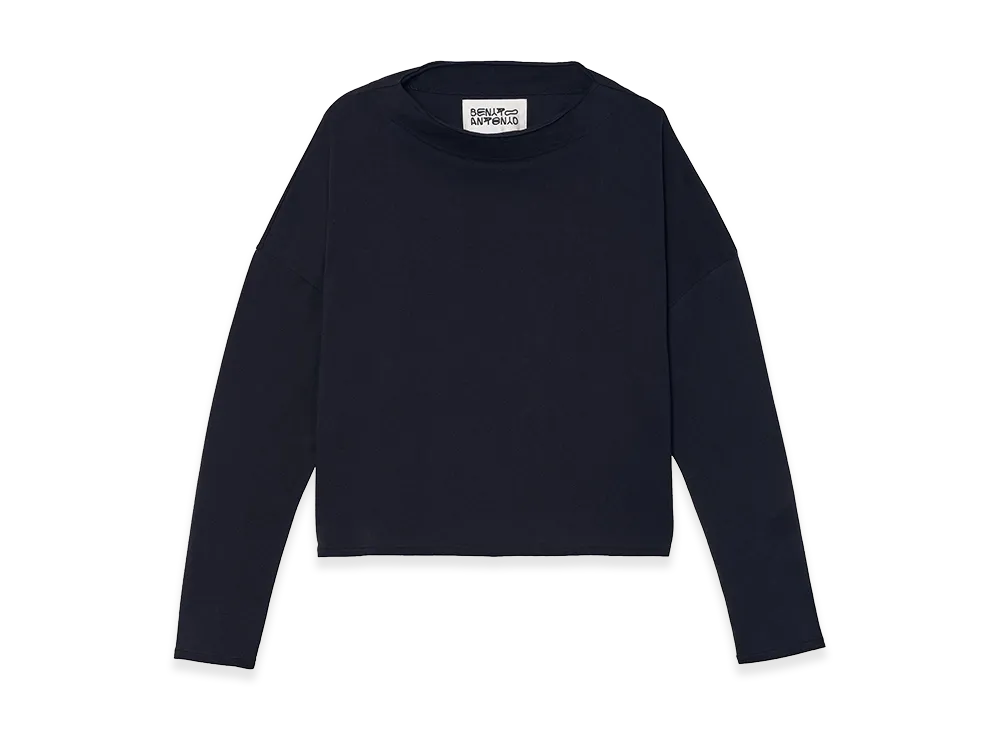 ザラ x バッドバニー ベニートアントニオ クロップドフィットロングスリーブｔシャツ "ネイビーブルー"