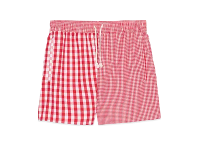 ZARA x Bad Bunny Benito Antonio Check Technical Trunks Swimwear "Red/White"