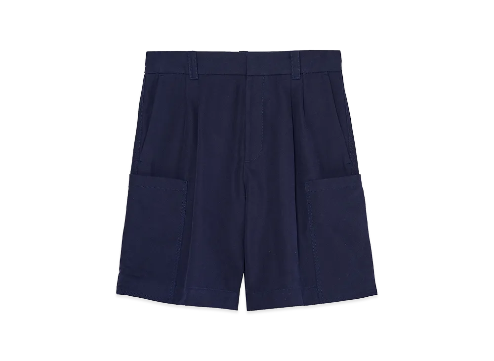 ZARA x Bad Bunny Benito Antonio Pleated Cargo Relaxed Fit Bermuda Pants "Navy Blue"