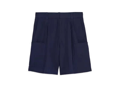 ZARA x Bad Bunny Benito Antonio Pleated Cargo Relaxed Fit Bermuda Pants "Navy Blue"