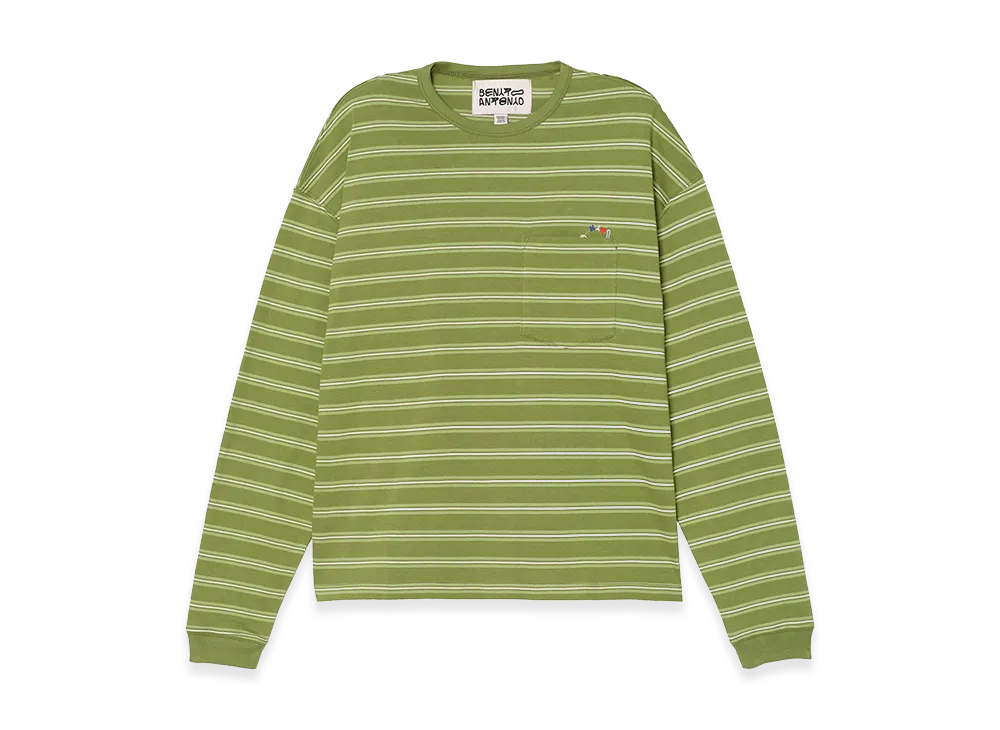 ZARA x Bad Bunny Benito Antonio Embroidered Pocket Striped Tee "Green"