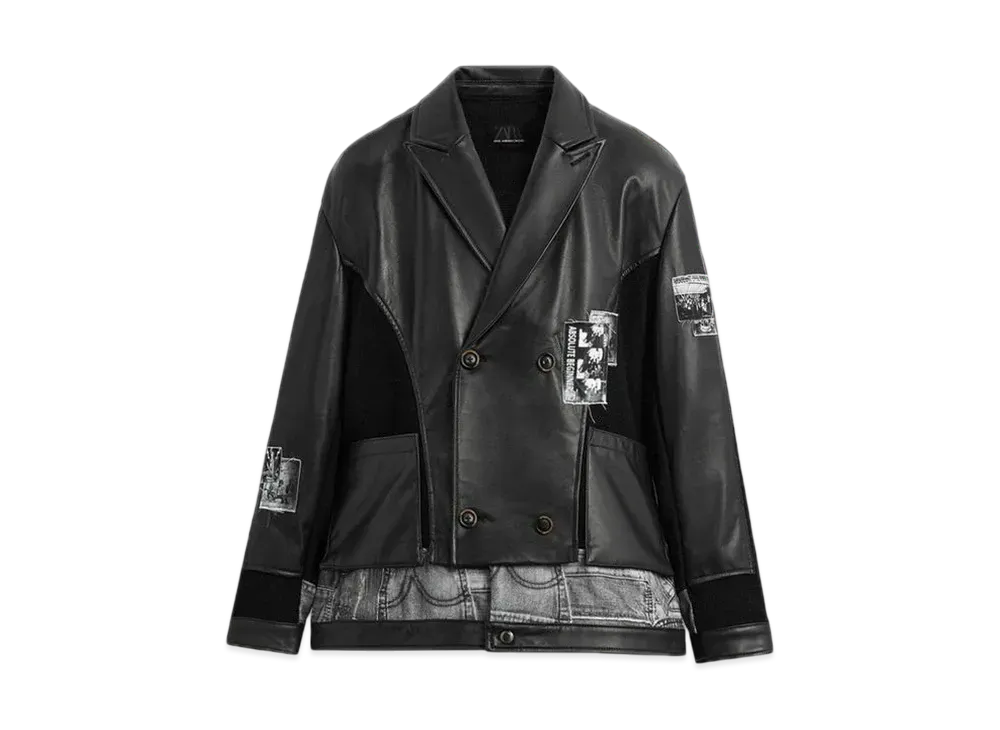 ZARA x Andersson Bell Knit Combination Leather Jacket "Black"
