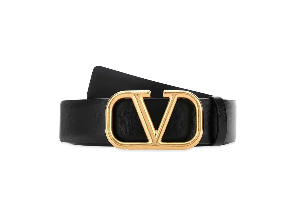 Valentino Leather Vlogo Signature Belt "Black"