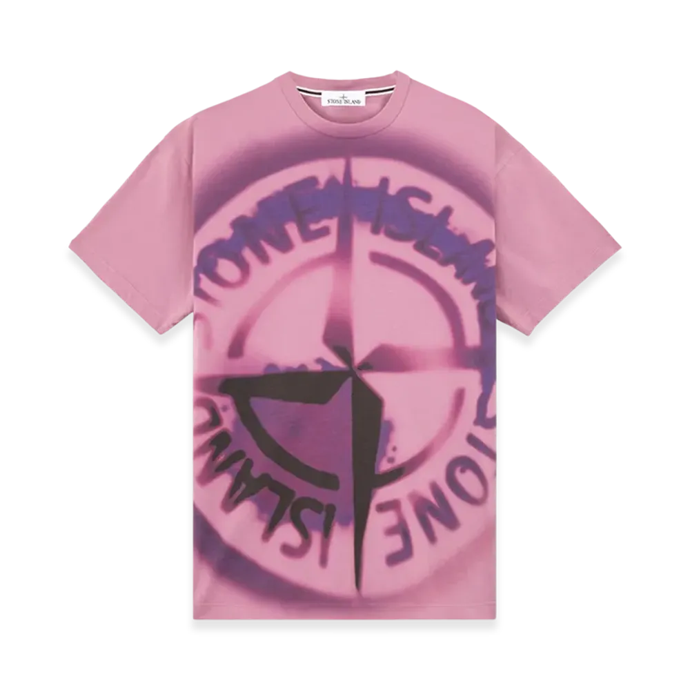 Stone Island 2RC89 30/1 Cotton Jersey T-Shirt with Gradient Compass Print - 24FW "Onion Rose"
